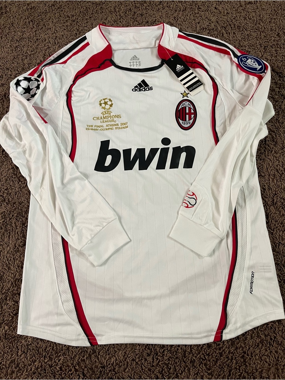 Adidas Mens AC Milan 06-07 Kaka #22 White Long Sleeve Soccer Jersey Size Medium